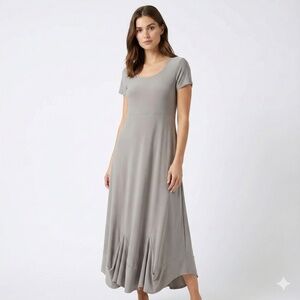 SYMPLI Beige Jersey Knit Scoop Neck Short Sleeve Maxi Dress MADE IN CANADA 🇨🇦 12